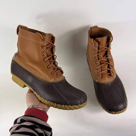 L.L. Bean Other - L.L. Bean Duck Boots Mens 12 Brown Leather Lace Up Ankle Insulated Waterproof